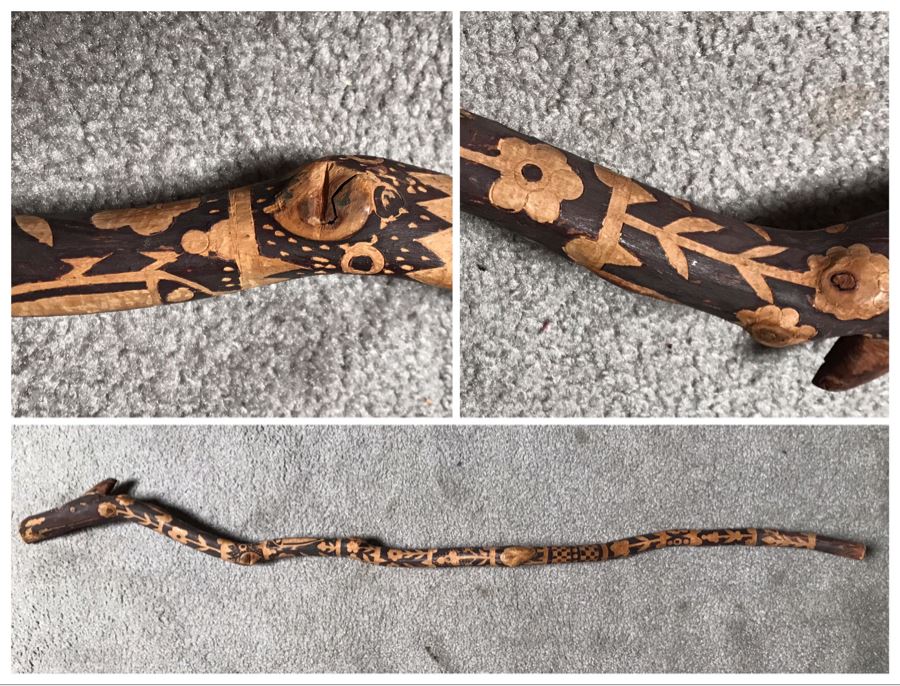 Hand Carved Decorated Wooden Cane 37L (JUST ADDED) [Photo 1]
