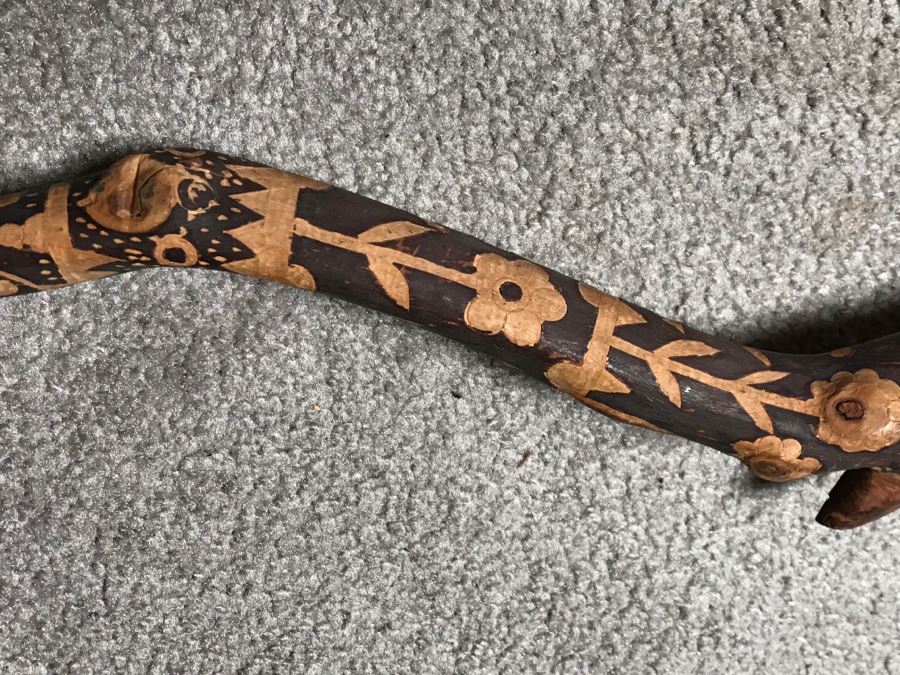 Hand Carved Decorated Wooden Cane 37L (JUST ADDED) [Photo 3]