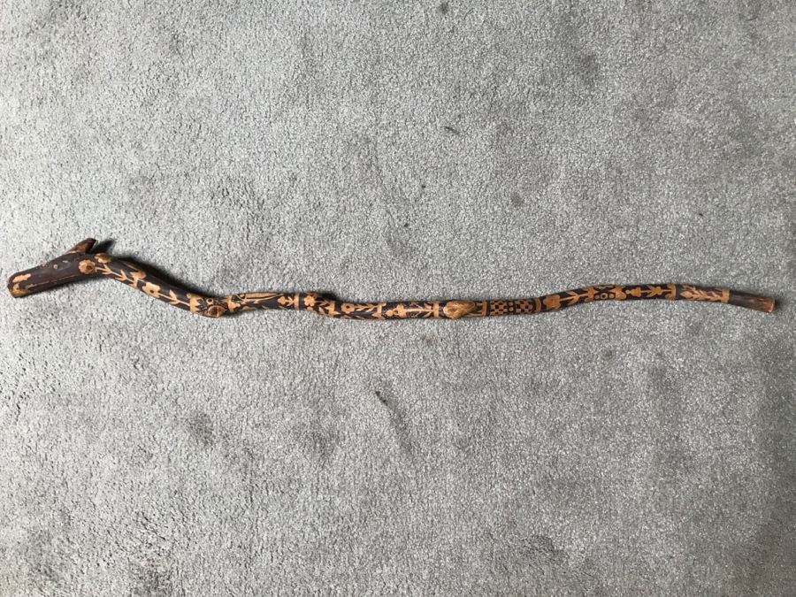 Hand Carved Decorated Wooden Cane 37L (JUST ADDED) [Photo 2]