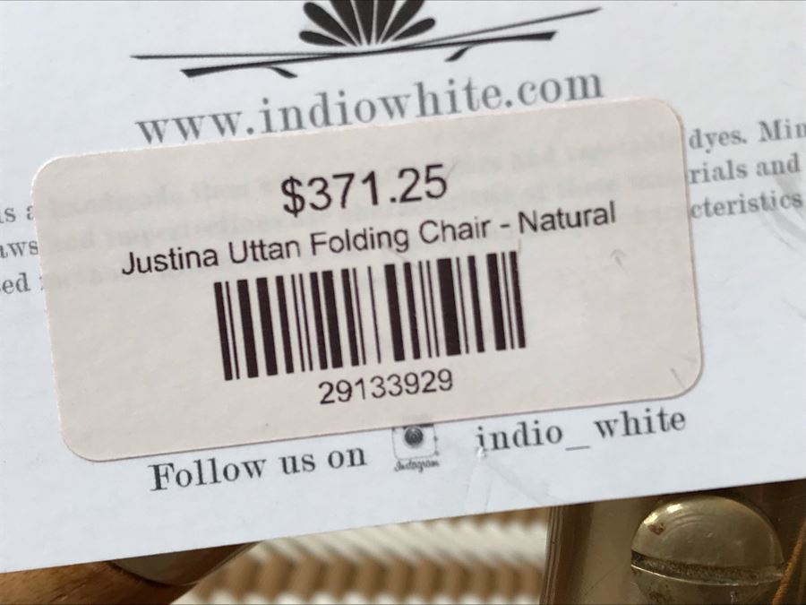 Set Of (4) Justina Uttan Folding Chairs Natural Color Retails $1,480 [Photo 9]