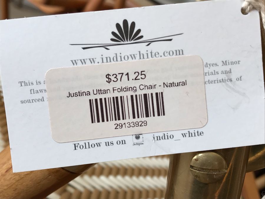 Set Of (4) Justina Uttan Folding Chairs Natural Color Retails $1,480 [Photo 8]