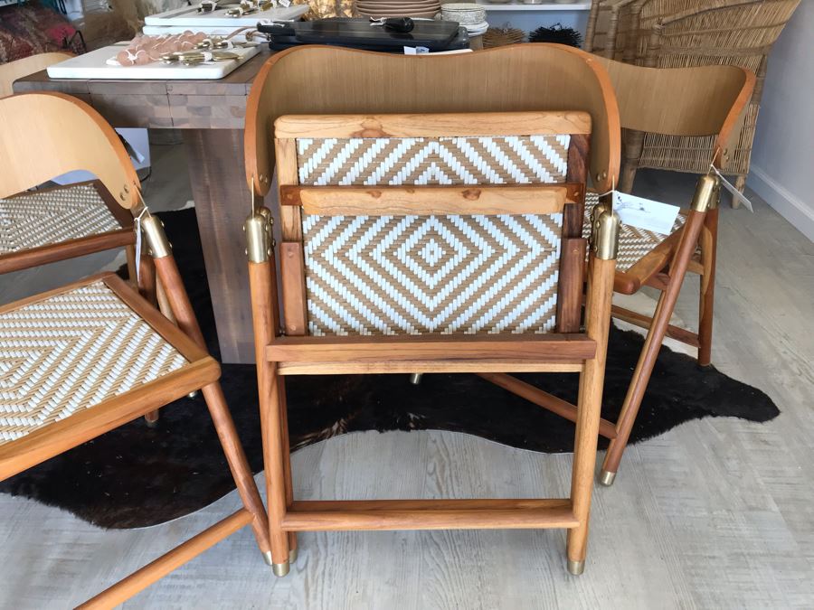 Set Of (4) Justina Uttan Folding Chairs Natural Color Retails $1,480 [Photo 16]