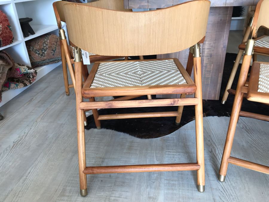 Set Of (4) Justina Uttan Folding Chairs Natural Color Retails $1,480 [Photo 12]