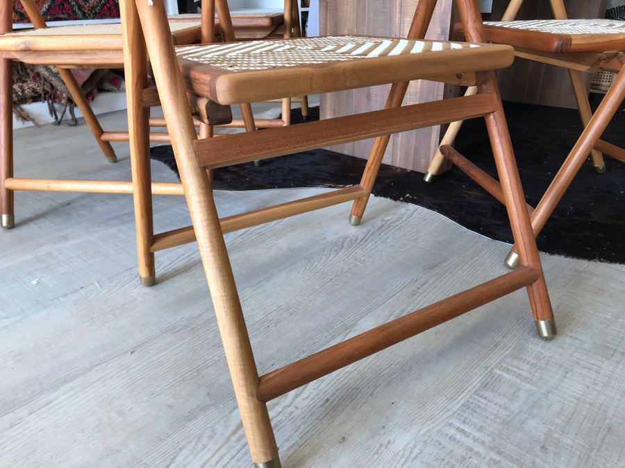 Set Of (4) Justina Uttan Folding Chairs Natural Color Retails $1,480 [Photo 10]