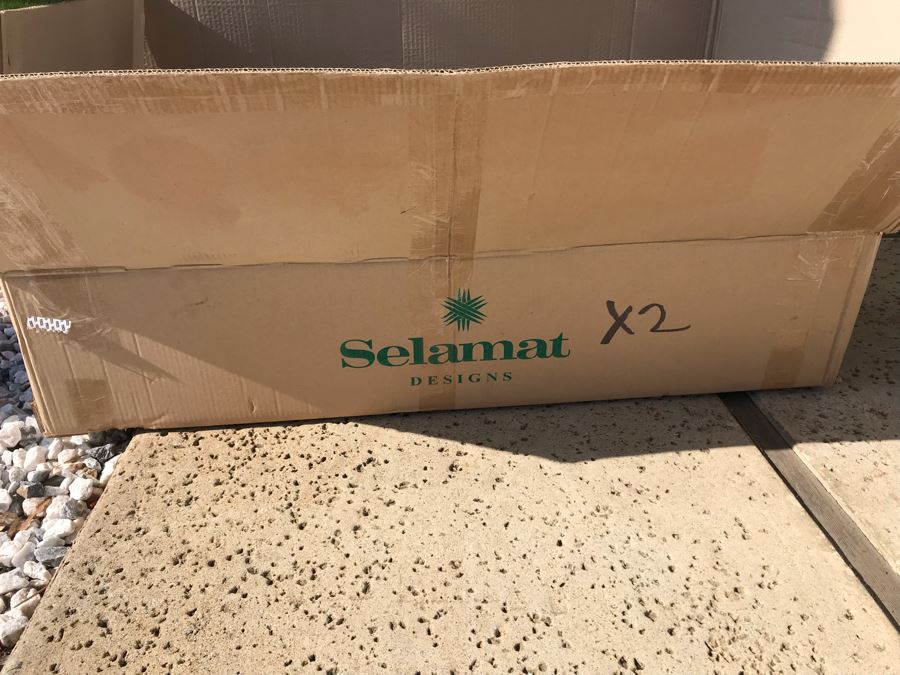 Set Of (2) New In Box Justina Uttan Folding Chairs Natural Color Retails $740 [Photo 5]