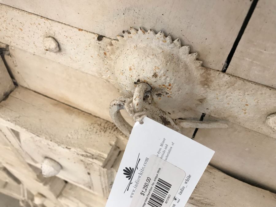 Vintage Pair Of Indian Wooden Panel Doors With Iron Hardware Antique White Heavy Each Apx 23W X 69H X 3.5D Retails $1,250 [Photo 7]