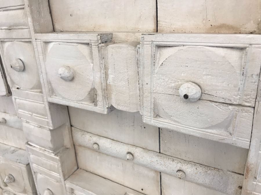 Vintage Pair Of Indian Wooden Panel Doors With Iron Hardware Antique White Heavy Each Apx 23W X 69H X 3.5D Retails $1,250 [Photo 4]
