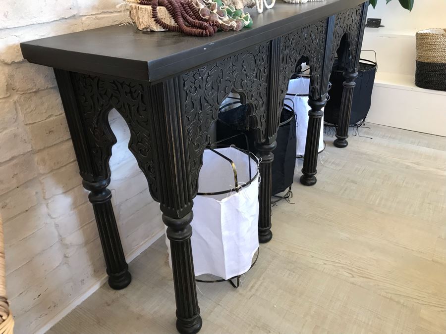 Black Wooden Console Table 60W X 15D X 31H [Photo 7]