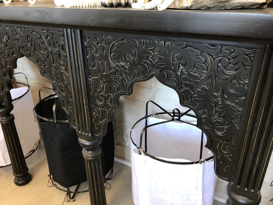 Black Wooden Console Table 60W X 15D X 31H [Photo 3]