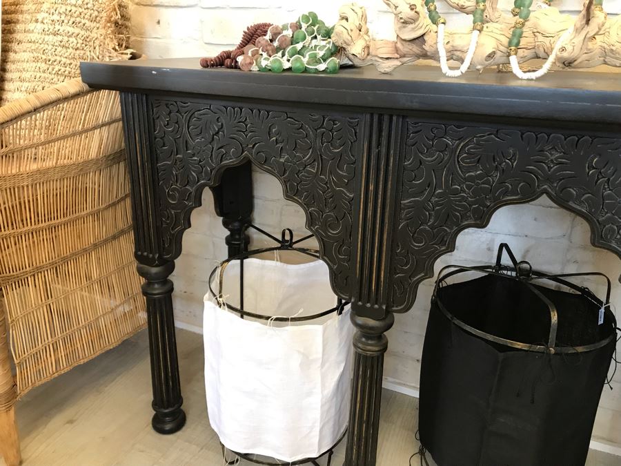 Black Wooden Console Table 60W X 15D X 31H [Photo 5]
