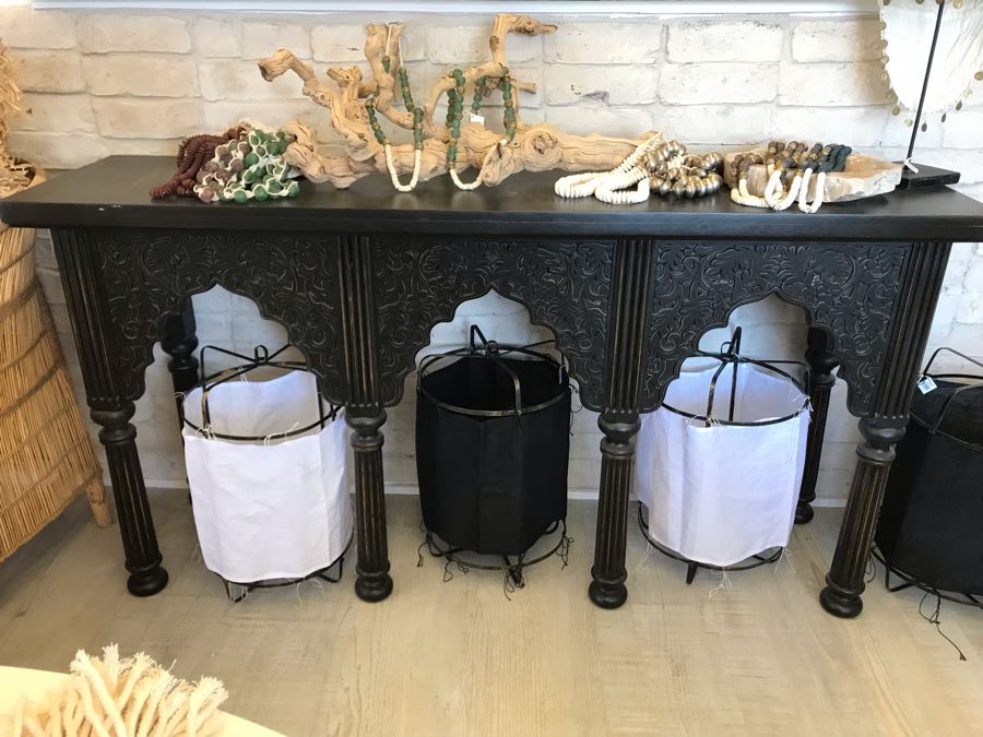 Black Wooden Console Table 60W X 15D X 31H [Photo 2]