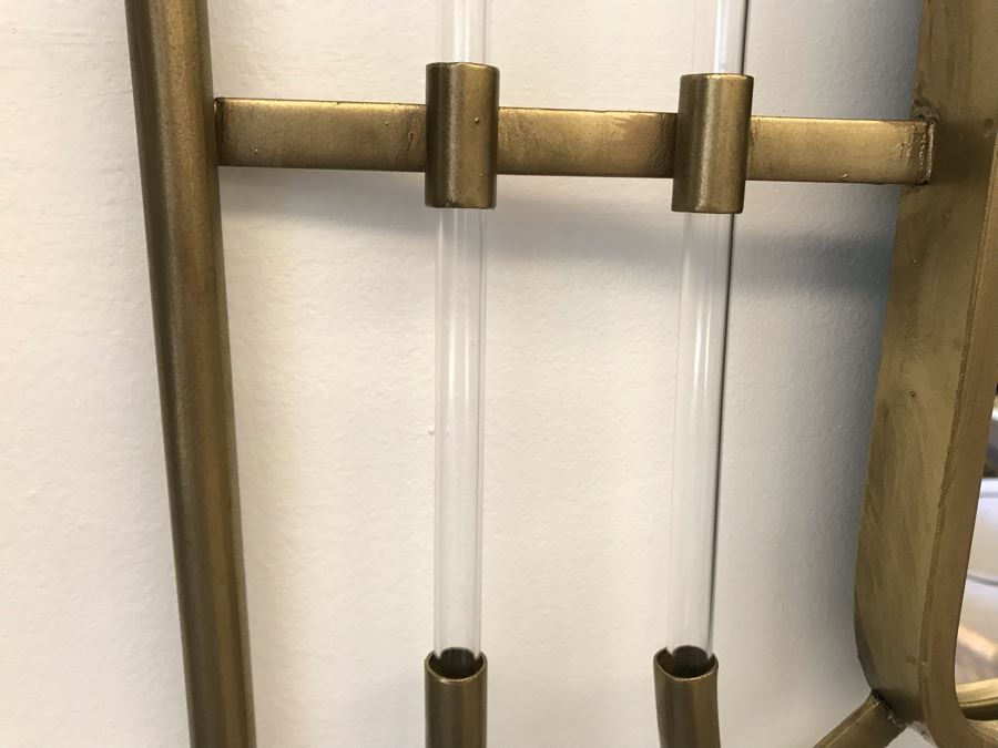 Beckon Designer Wall Mirror Brass Tone Metal And Acrylic 43W X 27H Retails $277 [Photo 4]