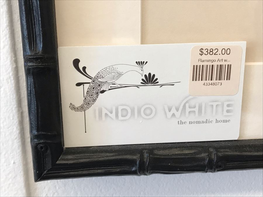 Flamingo Art Print In Bamboo Motif Black Frame 16W X 24H Retails $382 [Photo 8]