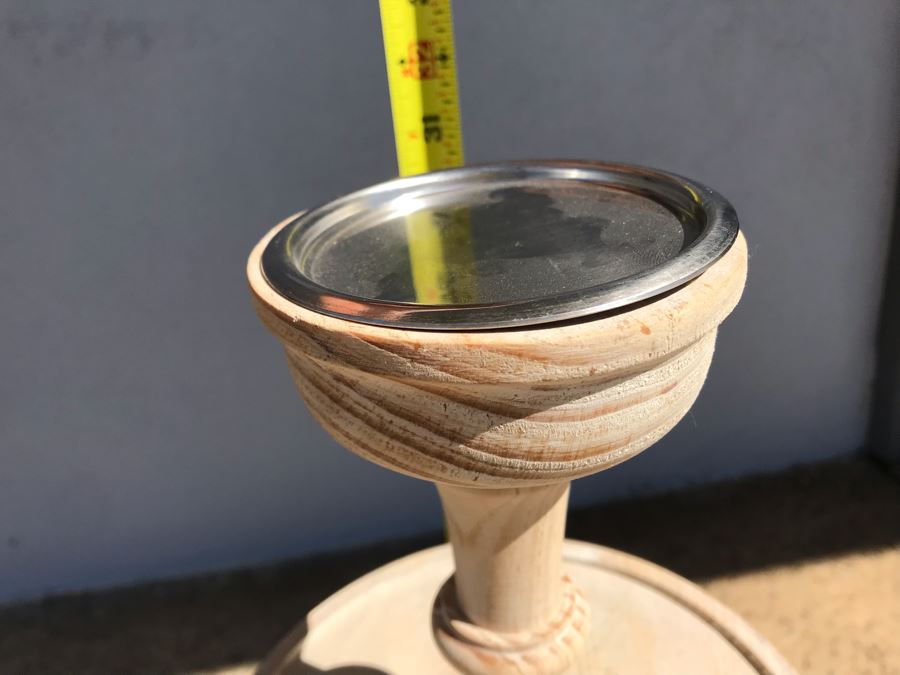 Pair Of Mandara Turned Pine Floor Candle Holders 31H Retails $260 [Photo 6]