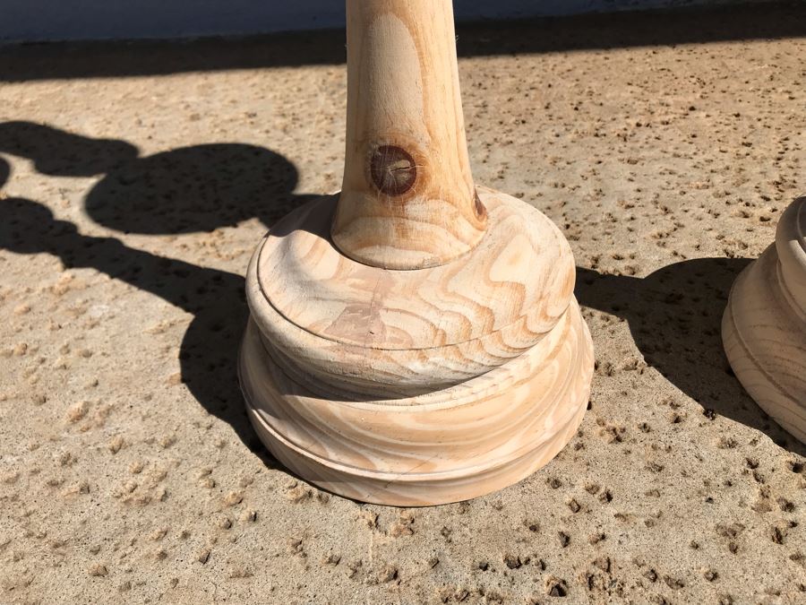 Pair Of Mandara Turned Pine Floor Candle Holders 31H Retails $260 [Photo 5]