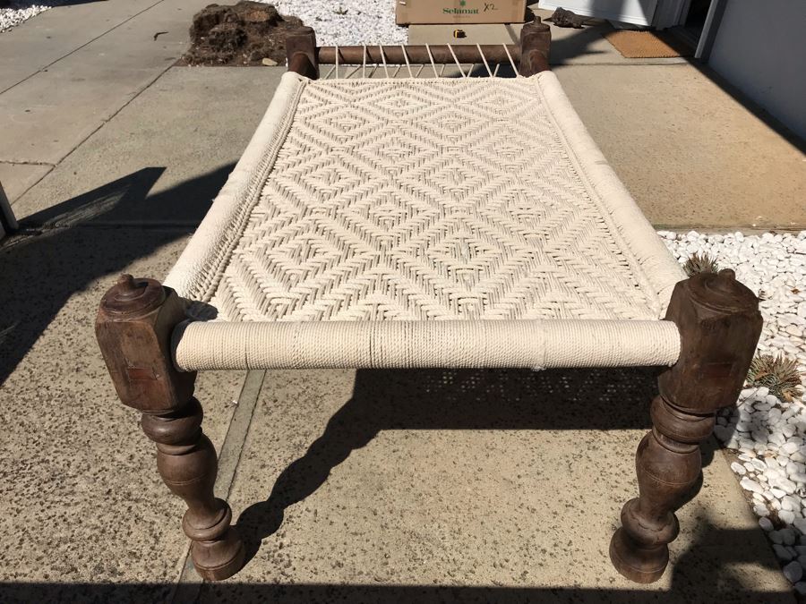 Indian Woven Rope Rustic Wooden Charpoy Bed 73W X 38D X 27H [Photo 4]