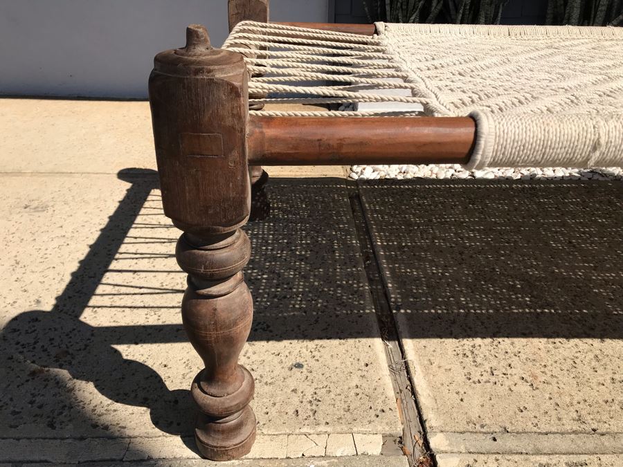 Indian Woven Rope Rustic Wooden Charpoy Bed 73W X 38D X 27H [Photo 7]