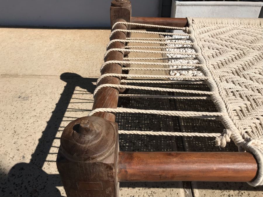 Indian Woven Rope Rustic Wooden Charpoy Bed 73W X 38D X 27H [Photo 8]