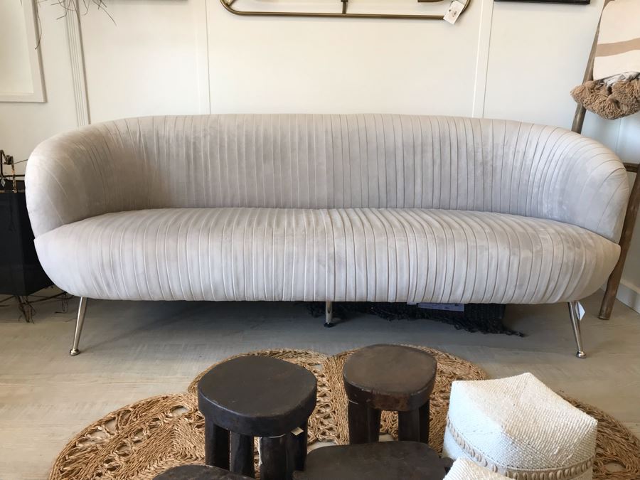 Stylish Lille Designer Sofa With Chrome Legs Mid-Century Modern Style 80W X 31D X 31H Retails $2,137 [Photo 4]