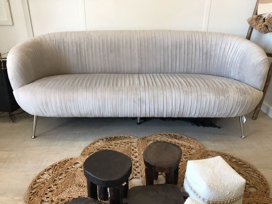 Stylish Lille Designer Sofa With Chrome Legs Mid-Century Modern Style 80W X 31D X 31H Retails $2,137 [Photo 3]