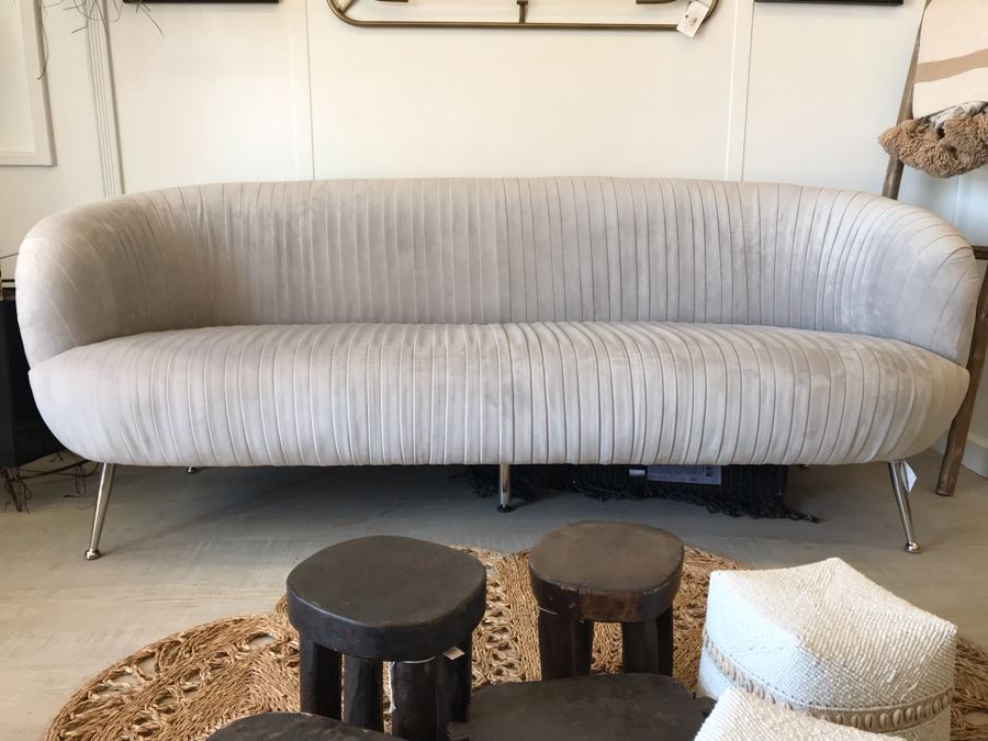 Stylish Lille Designer Sofa With Chrome Legs Mid-Century Modern Style 80W X 31D X 31H Retails $2,137 [Photo 5]