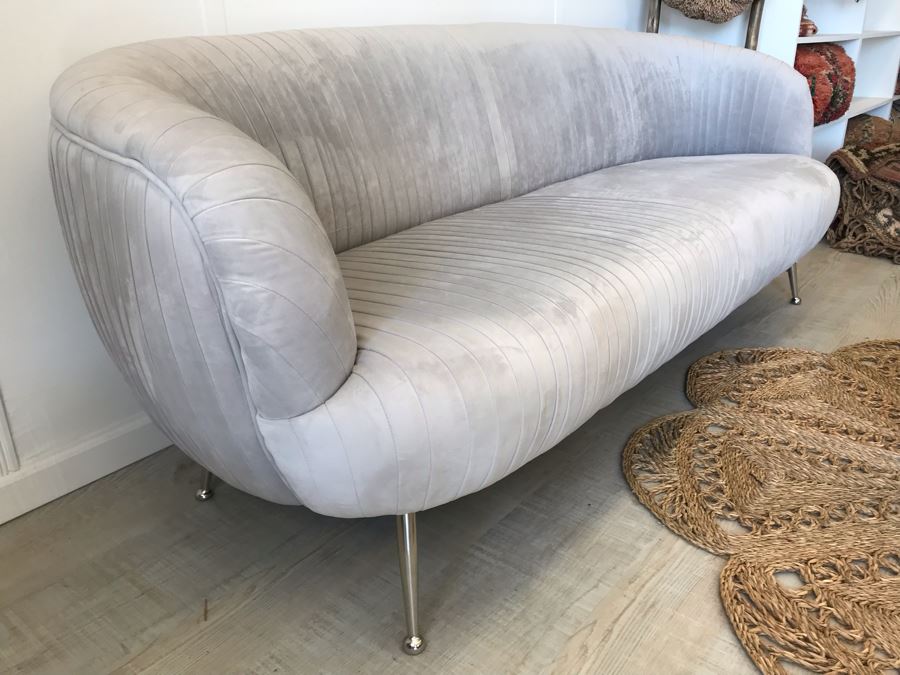 Stylish Lille Designer Sofa With Chrome Legs Mid-Century Modern Style 80W X 31D X 31H Retails $2,137 [Photo 2]