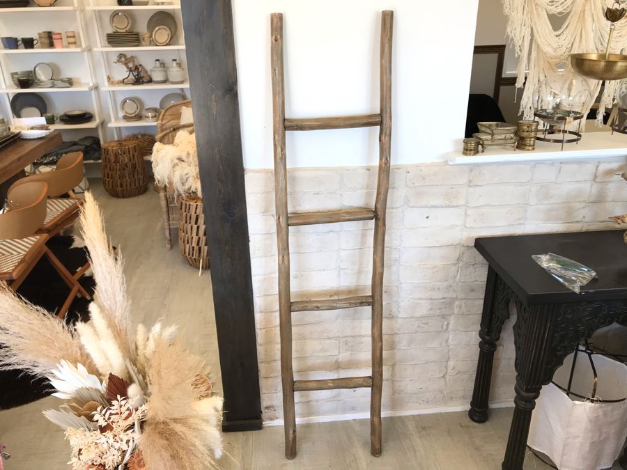 Organic Wooden Decorative Ladder 60H X 14W