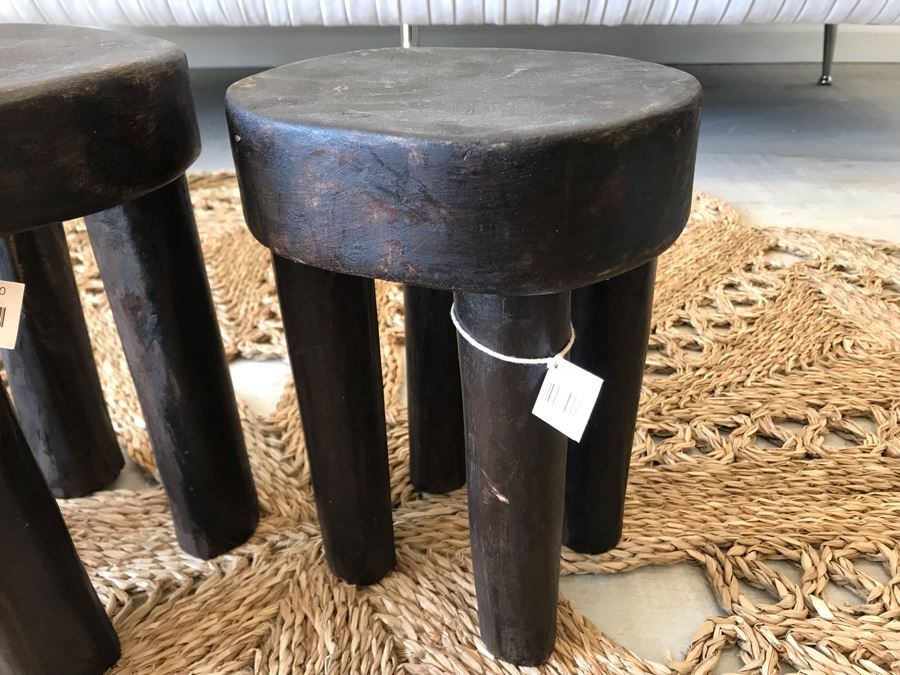 Pair Of Handmade Wooden Stools 3 Legs 11.5H Retails $270 [Photo 4]