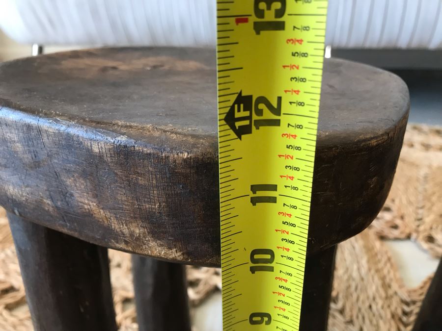 Pair Of Handmade Wooden Stools 3 Legs 11.5H / 10H Retails $270 [Photo 10]