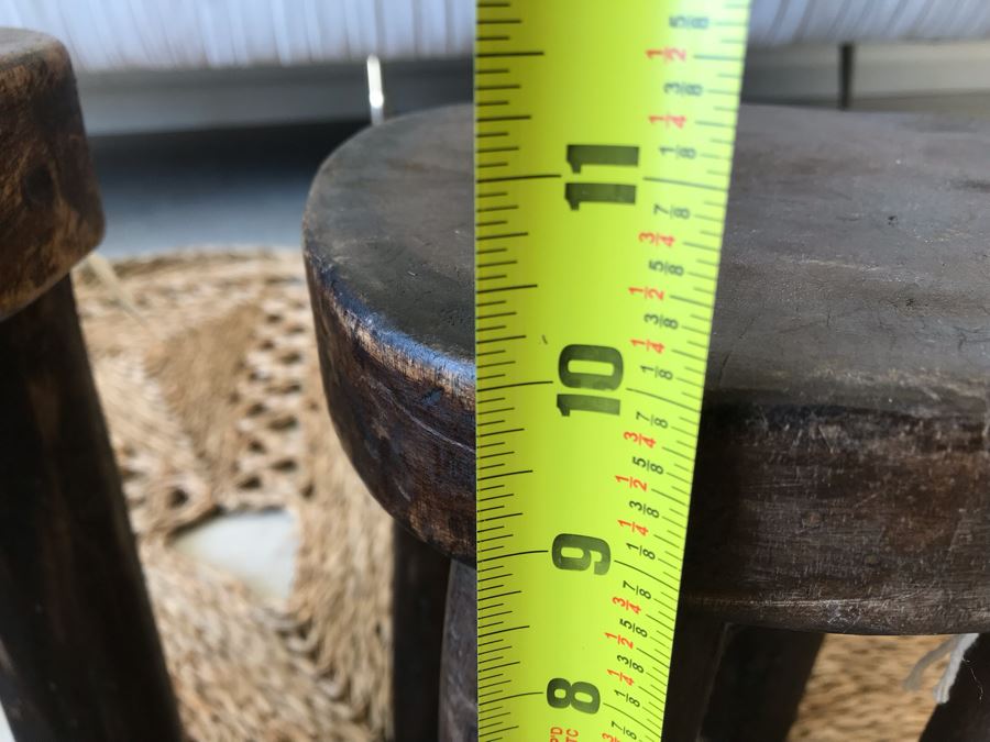 Pair Of Handmade Wooden Stools 3 Legs 11.5H / 10H Retails $270 [Photo 11]
