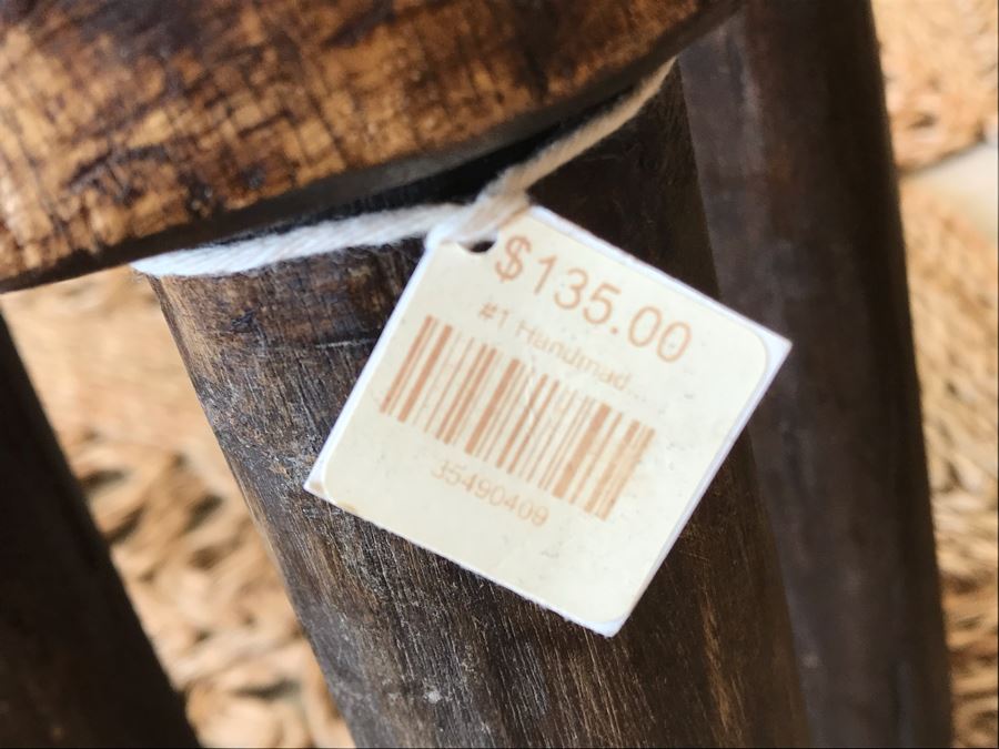 Pair Of Handmade Wooden Stools 3 Legs 11.5H / 10H Retails $270 [Photo 6]