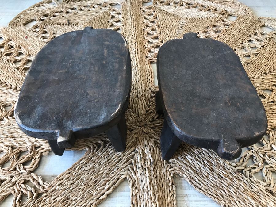 Pair Of Handmade Wooden Stools 12W X 7D X 7H Retails $196 [Photo 8]