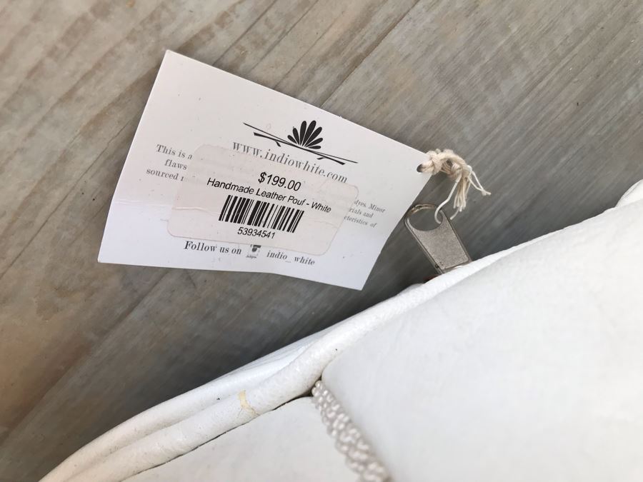 Handmade Leather Pouf Brown 24R X 14H Retails $199 [Photo 6]