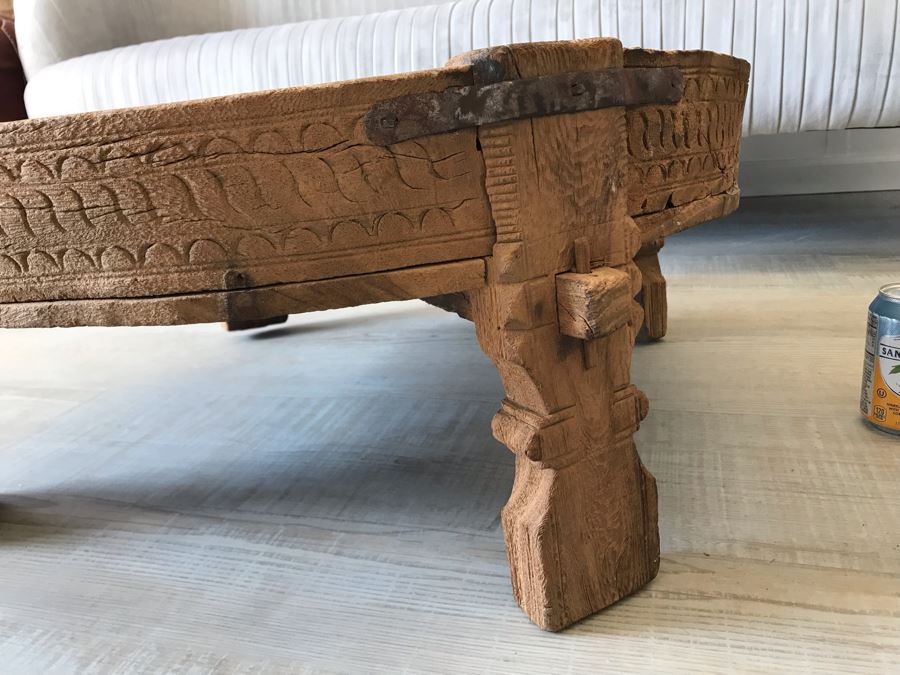 Rustic Handmade Round Wooden Coffee Table 29W X 11.5H [Photo 4]