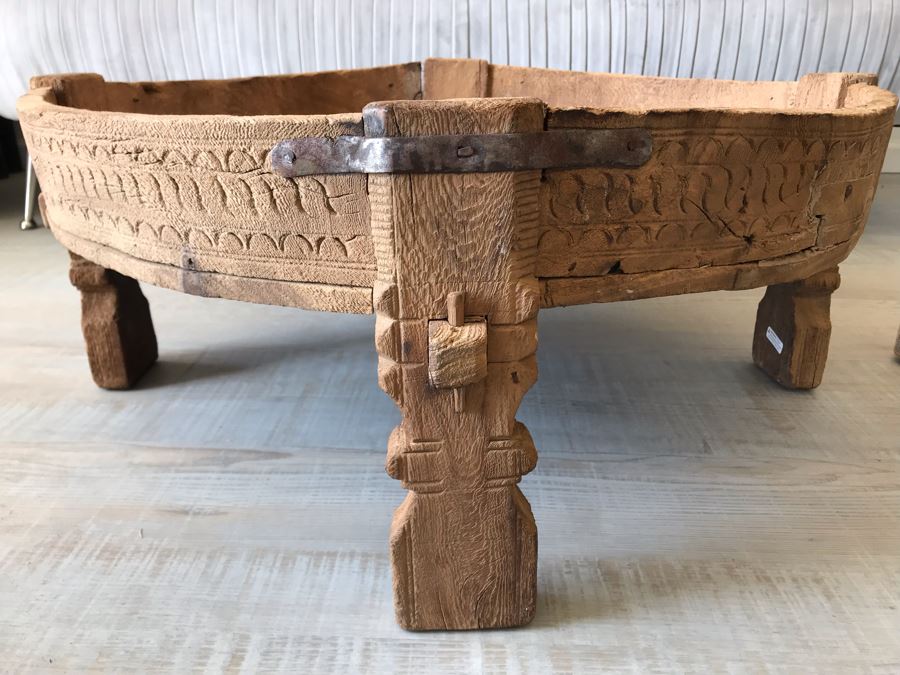 Rustic Handmade Round Wooden Coffee Table 29W X 11.5H