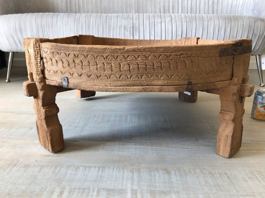 Rustic Handmade Round Wooden Coffee Table 29W X 11.5H [Photo 2]