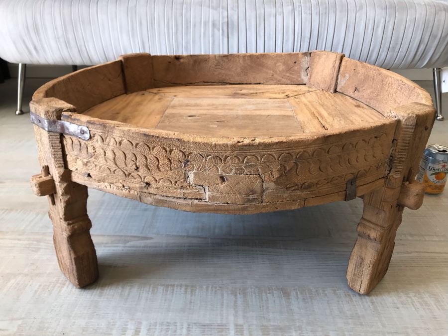 Rustic Handmade Round Wooden Coffee Table 29W X 11.5H [Photo 6]