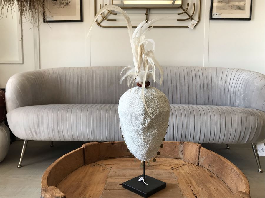 Indonesian Hand Beaded Hat With Feathers And Metal Display Stand Retails $168 [Photo 13]