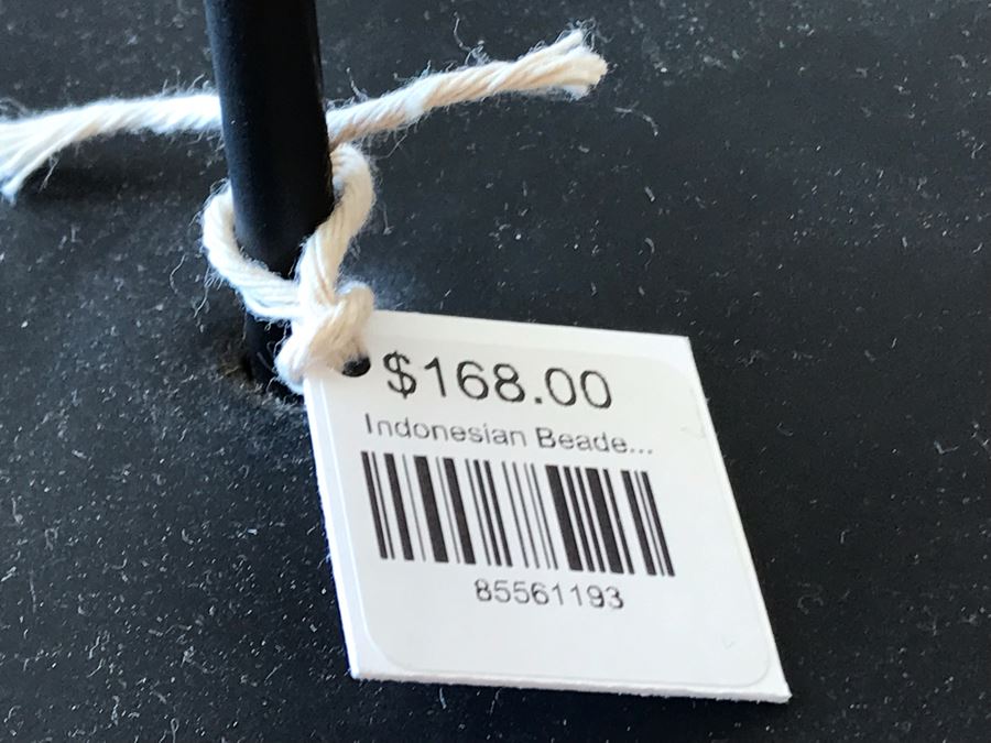 Indonesian Hand Beaded Hat With Feathers And Metal Display Stand Retails $168 [Photo 8]