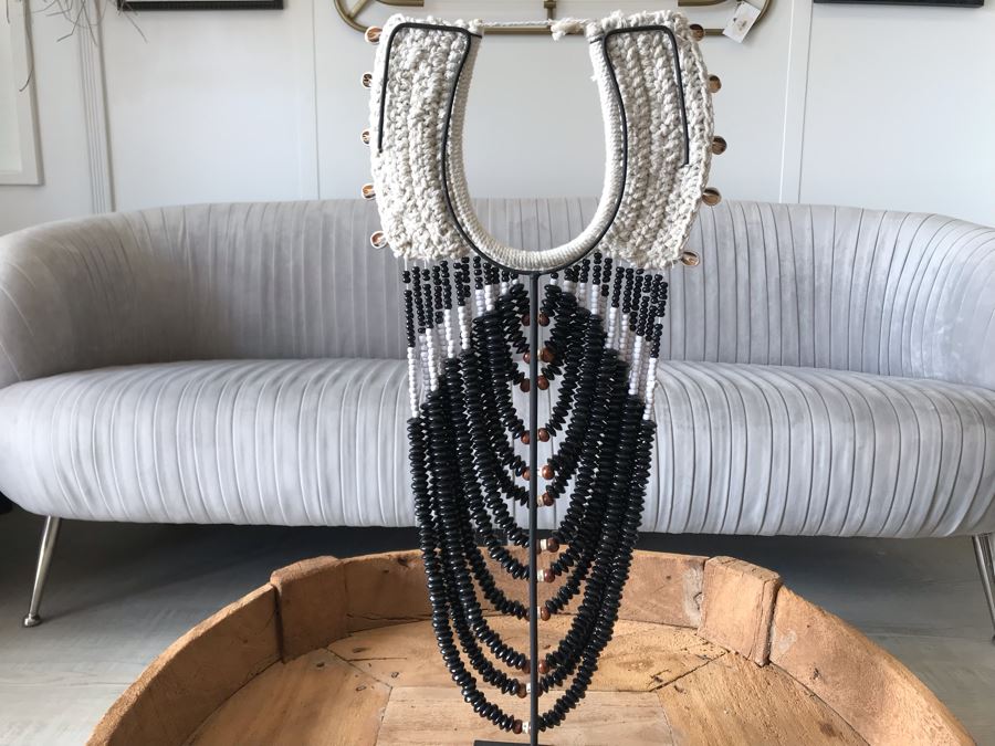 Large Statement Necklace With Shells And Colored Beads  [Photo 9]