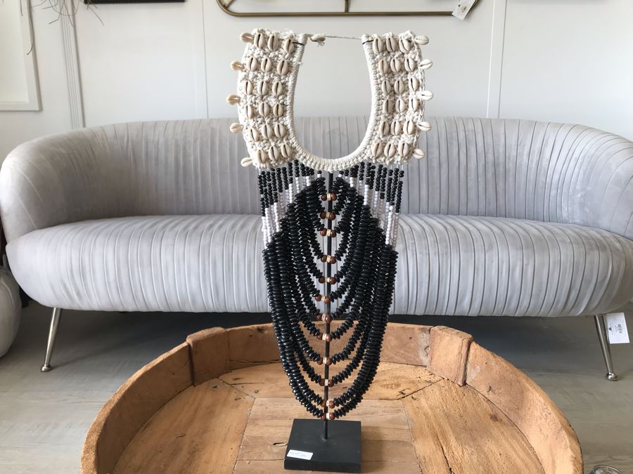 Large Statement Necklace With Shells And Colored Beads  [Photo 2]