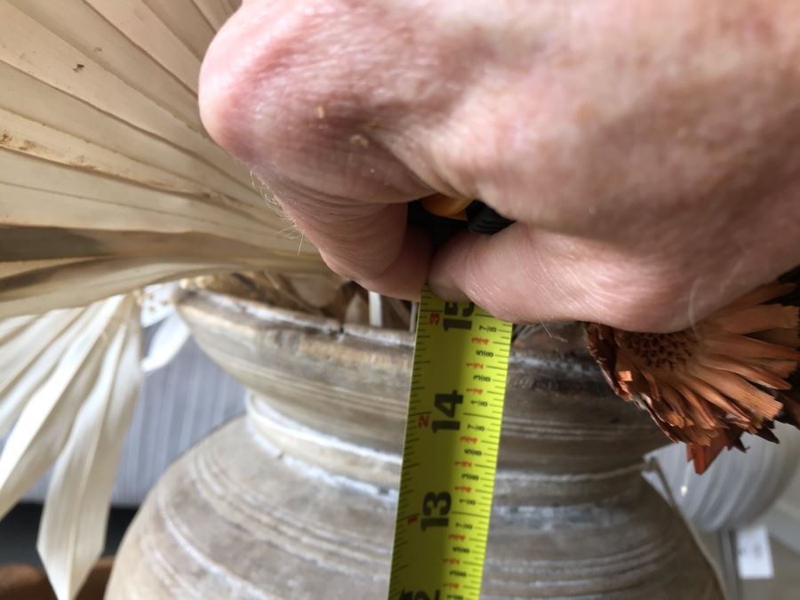 Turned Wooden Vase With Artificial Floral Arrangement Vase: 12W X 15H Total Height 36H  [Photo 12]