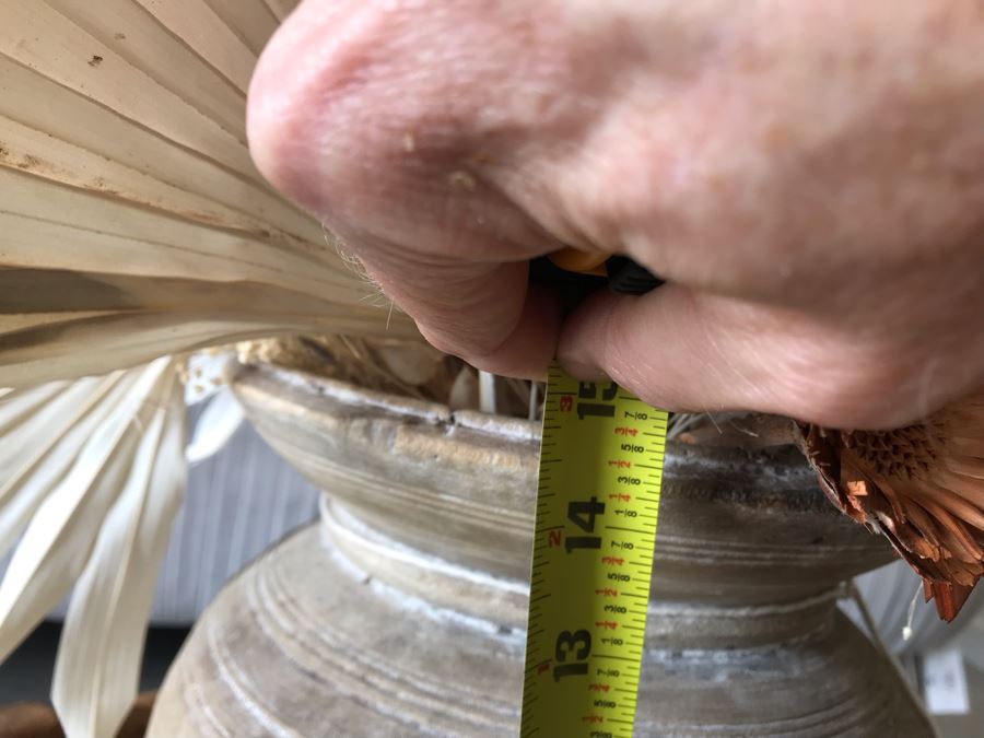 Turned Wooden Vase With Artificial Floral Arrangement Vase: 12W X 15H Total Height 36H  [Photo 11]