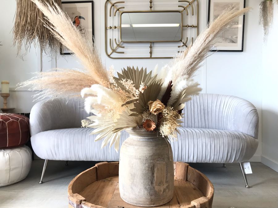 Turned Wooden Vase With Artificial Floral Arrangement Vase: 12W X 15H Total Height 36H  [Photo 2]