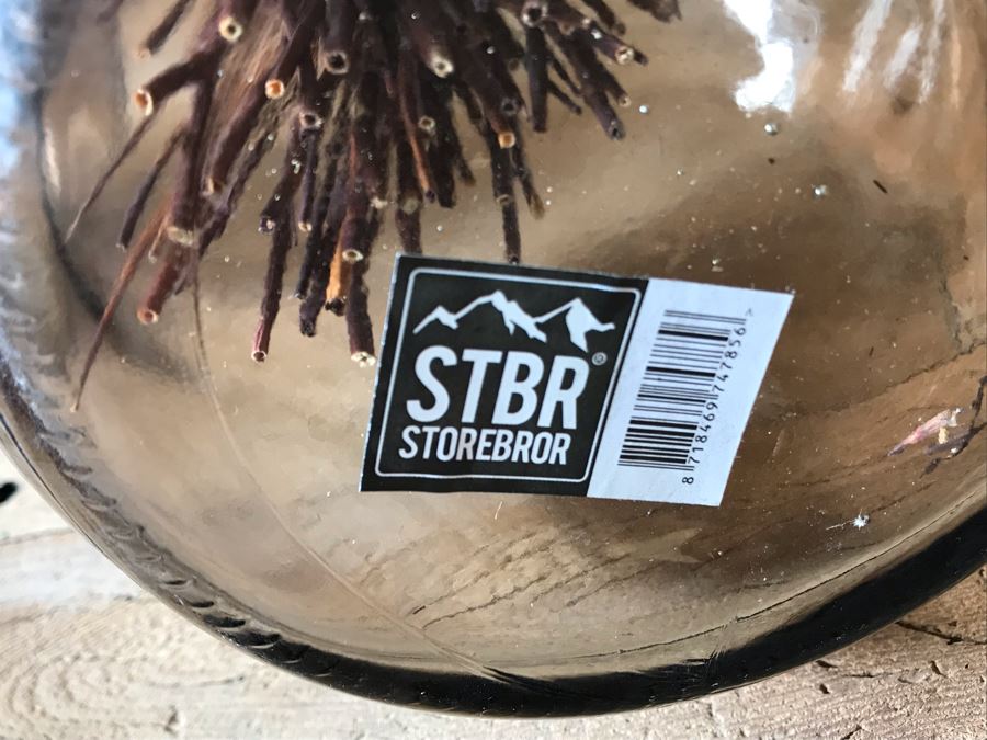 Pair Of Storebror Glass Jugs Vases With White And Black Dried Floral Arrangements 7W X 11H Retails $250 [Photo 7]