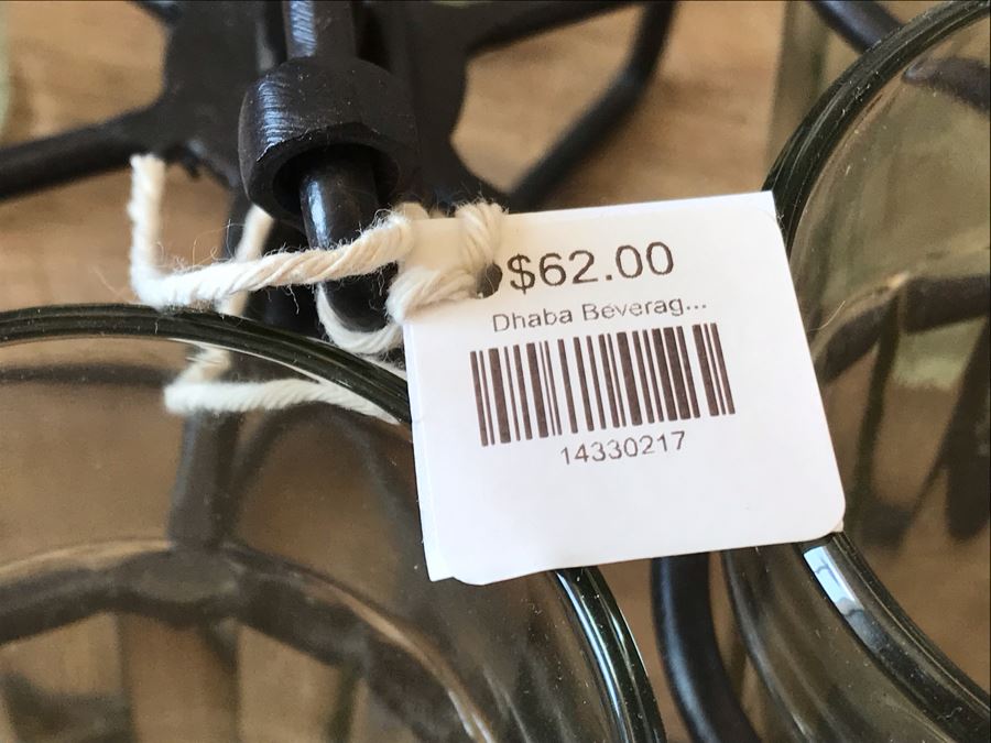 Dhaba Metal Glass Holder Portable Carrying Handle With (6) Glasses Retails $62 [Photo 5]