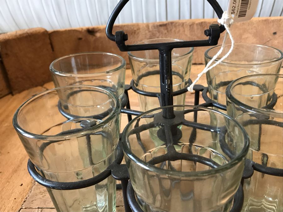Dhaba Metal Glass Holder Portable Carrying Handle With (6) Glasses Retails $62 [Photo 4]