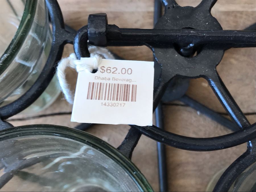 Dhaba Metal Glass Holder Portable Carrying Handle With (6) Glasses Retails $62 [Photo 4]