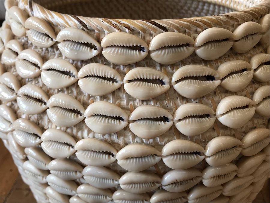 Natural Shell Beach Side Basket White 11W X 9H Retails $172 [Photo 3]
