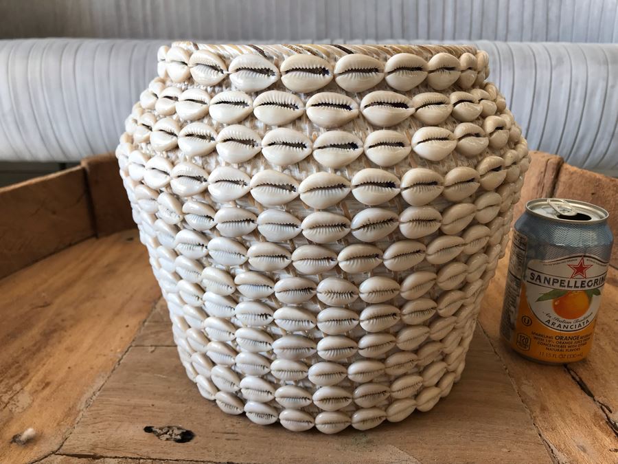 Natural Shell Beach Side Basket White 11W X 9H Retails $172